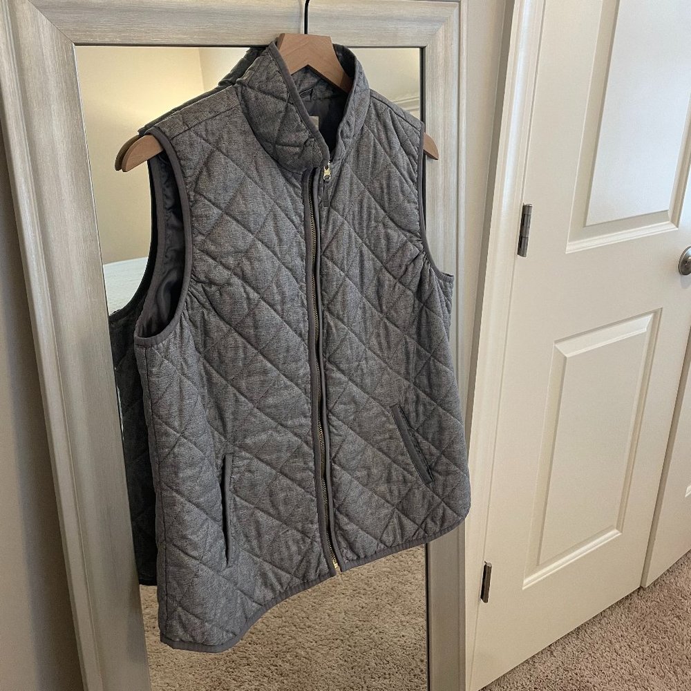 Old Navy Women's Heather Gray Textured Quilt Jacket Vest Size L